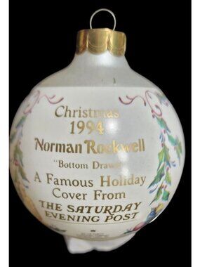 1994 Hallmark Keepsake Ornament Norman Rockwell "Bottom Drawer" Glass Ball - Rea